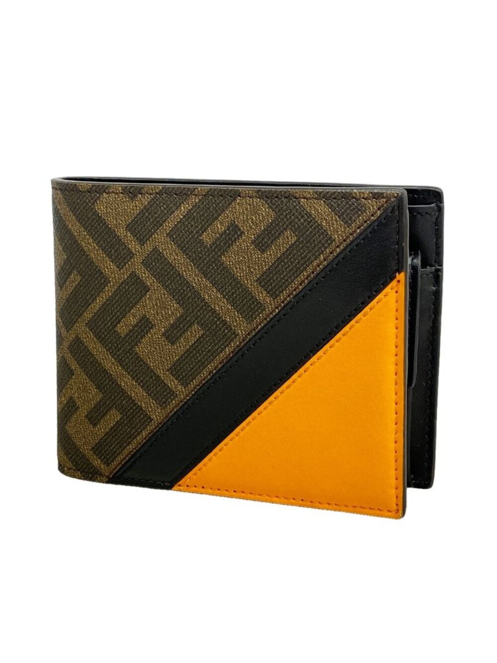 Fendi Wallet Zucca Brown Black Silver